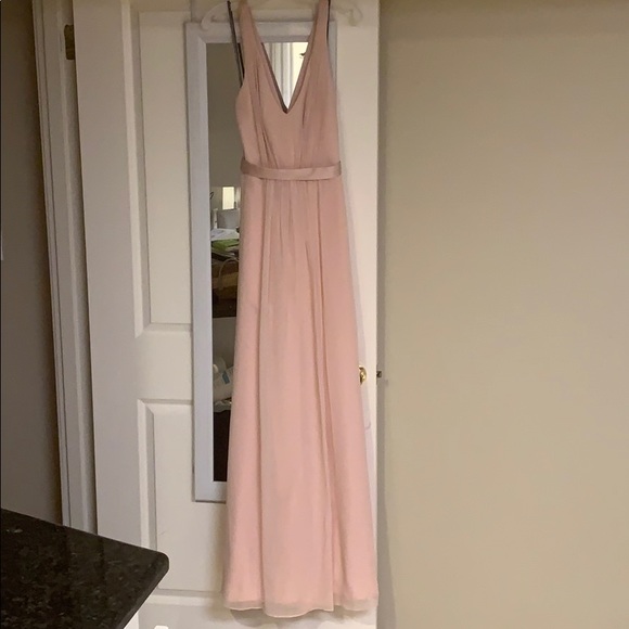 Vera Wang Long Chiffon Dress Low Crisscross Back - Picture 4 of 5